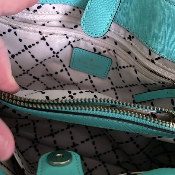 Kate Spade cove street provence fresh air blue crossbody with leopard scarf - Picture 12 of 15